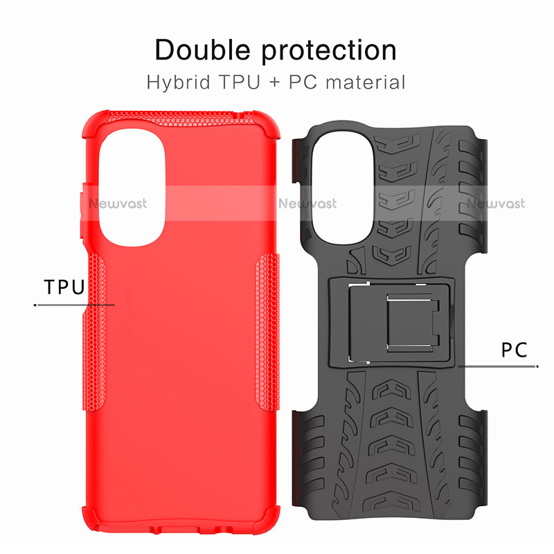Silicone Matte Finish and Plastic Back Cover Case with Stand A02 for Motorola Moto G Stylus (2022) 4G