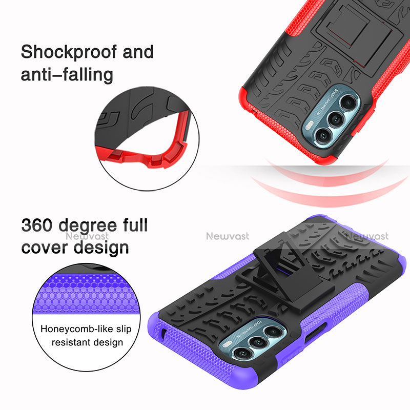Silicone Matte Finish and Plastic Back Cover Case with Stand A02 for Motorola Moto G Stylus (2022) 5G