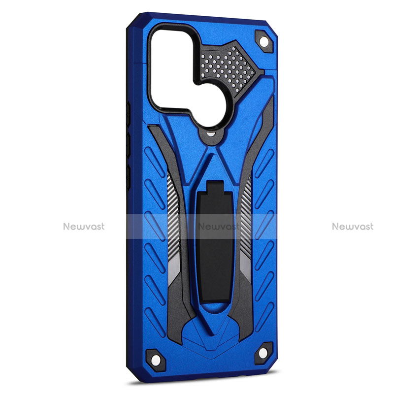 Silicone Matte Finish and Plastic Back Cover Case with Stand A02 for Realme 7i Blue