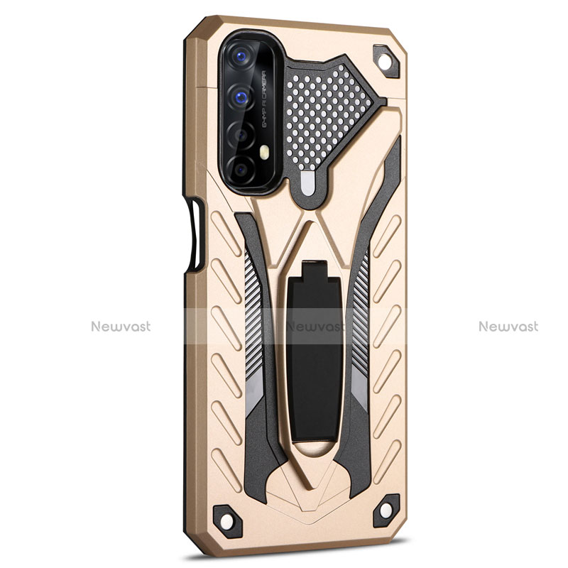 Silicone Matte Finish and Plastic Back Cover Case with Stand A02 for Realme Narzo 20 Pro Gold