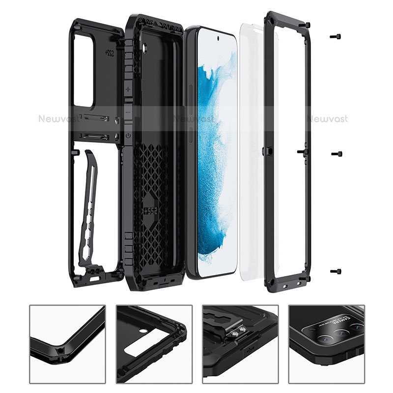 Silicone Matte Finish and Plastic Back Cover Case with Stand A02 for Samsung Galaxy S21 5G