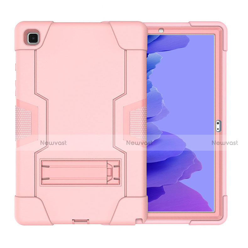 Silicone Matte Finish and Plastic Back Cover Case with Stand A02 for Samsung Galaxy Tab A7 4G 10.4 SM-T505 Pink