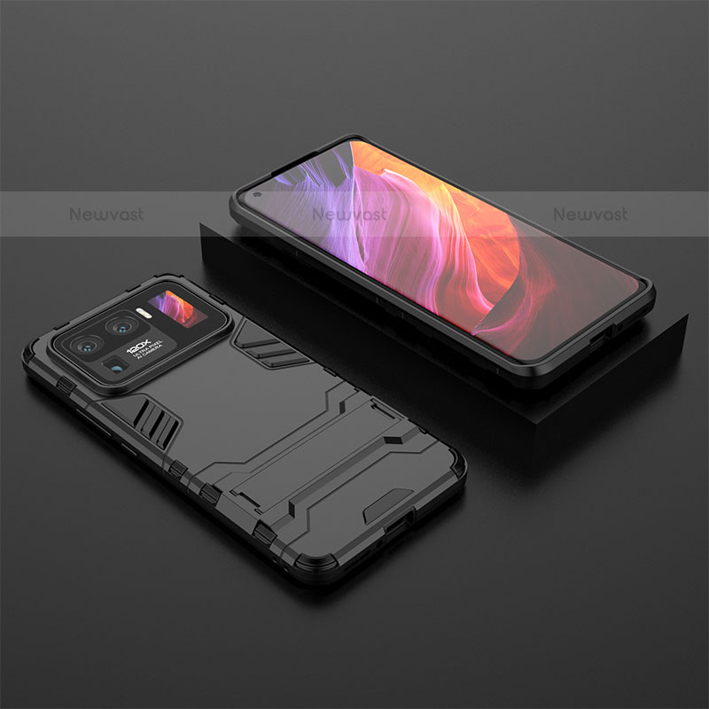 Silicone Matte Finish and Plastic Back Cover Case with Stand A02 for Xiaomi Mi 11 Ultra 5G