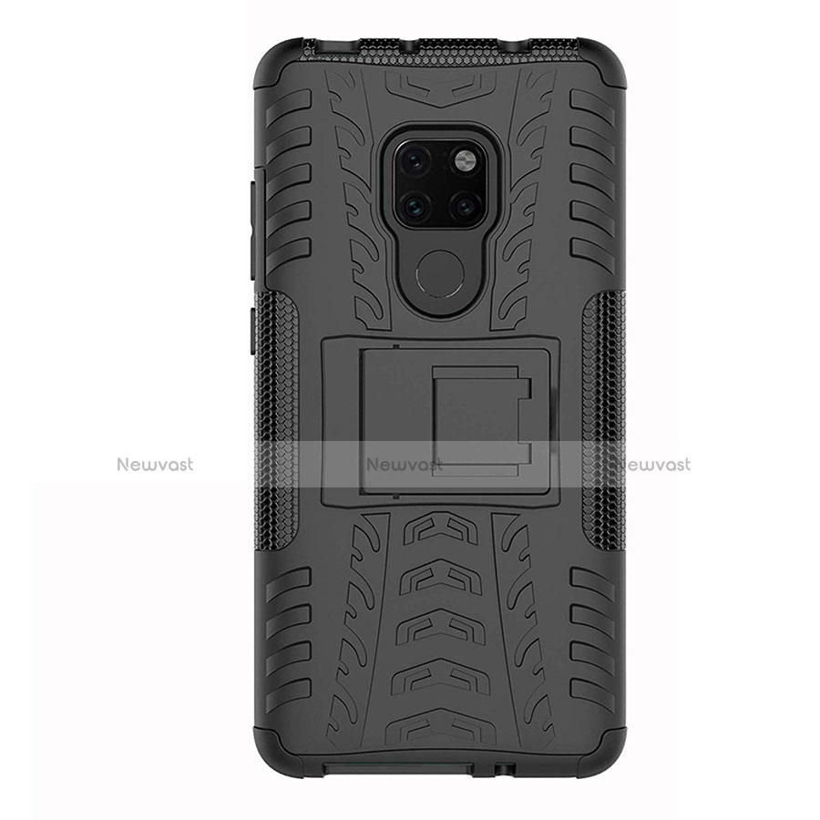 Silicone Matte Finish and Plastic Back Cover Case with Stand A03 for Huawei Mate 20