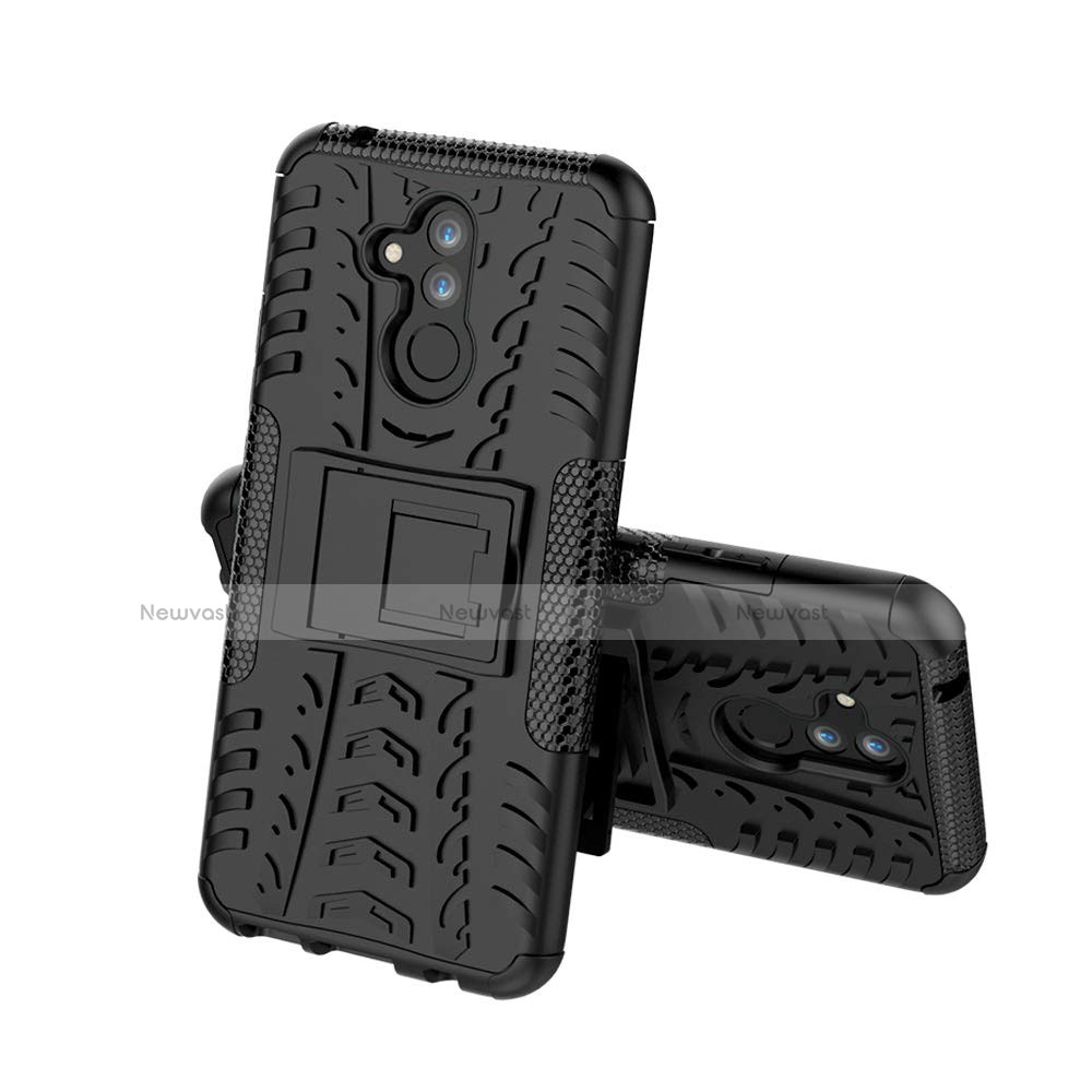 Silicone Matte Finish and Plastic Back Cover Case with Stand A03 for Huawei Mate 20 Lite