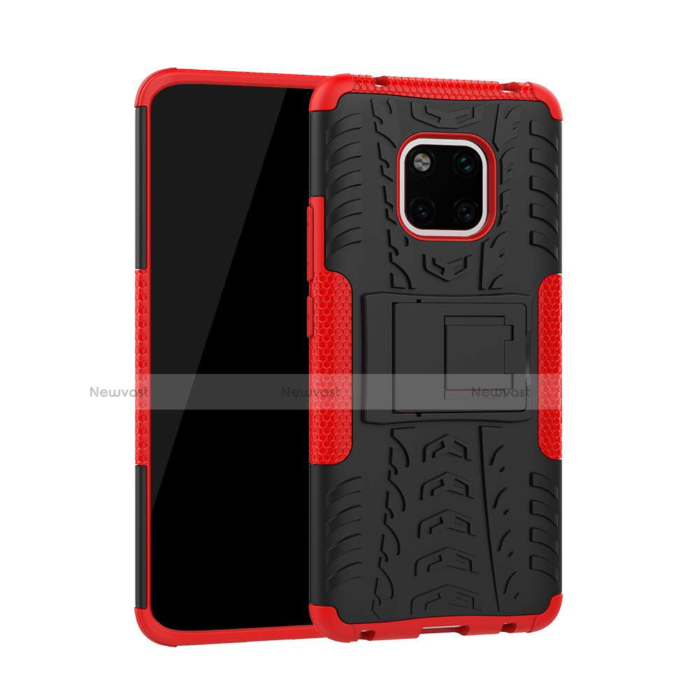 Silicone Matte Finish and Plastic Back Cover Case with Stand A03 for Huawei Mate 20 Pro