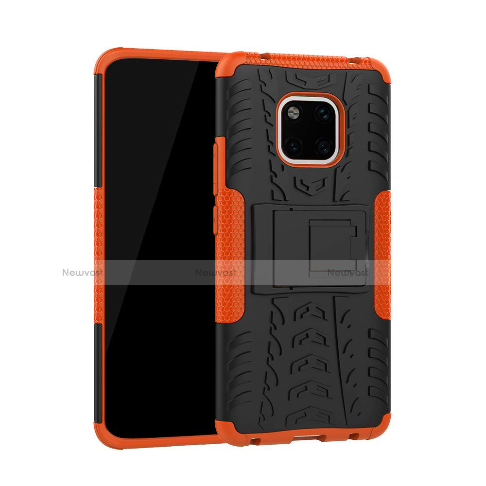 Silicone Matte Finish and Plastic Back Cover Case with Stand A03 for Huawei Mate 20 Pro