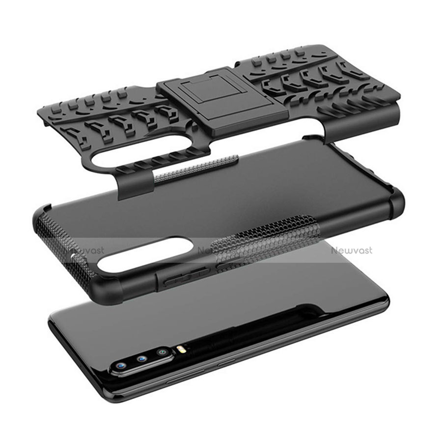 Silicone Matte Finish and Plastic Back Cover Case with Stand A03 for Huawei P30