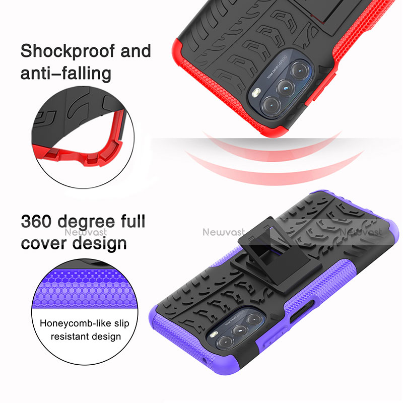 Silicone Matte Finish and Plastic Back Cover Case with Stand A03 for Motorola Moto G 5G (2022)