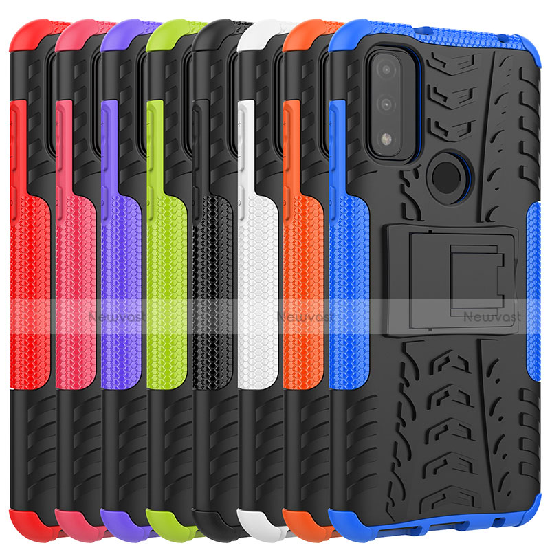 Silicone Matte Finish and Plastic Back Cover Case with Stand A03 for Motorola Moto G Pure