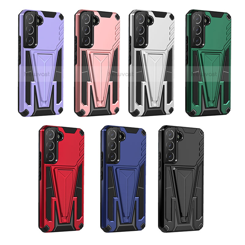 Silicone Matte Finish and Plastic Back Cover Case with Stand A03 for Samsung Galaxy S21 FE 5G