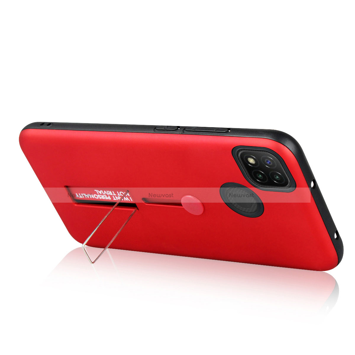 Silicone Matte Finish and Plastic Back Cover Case with Stand A03 for Xiaomi Redmi 9C