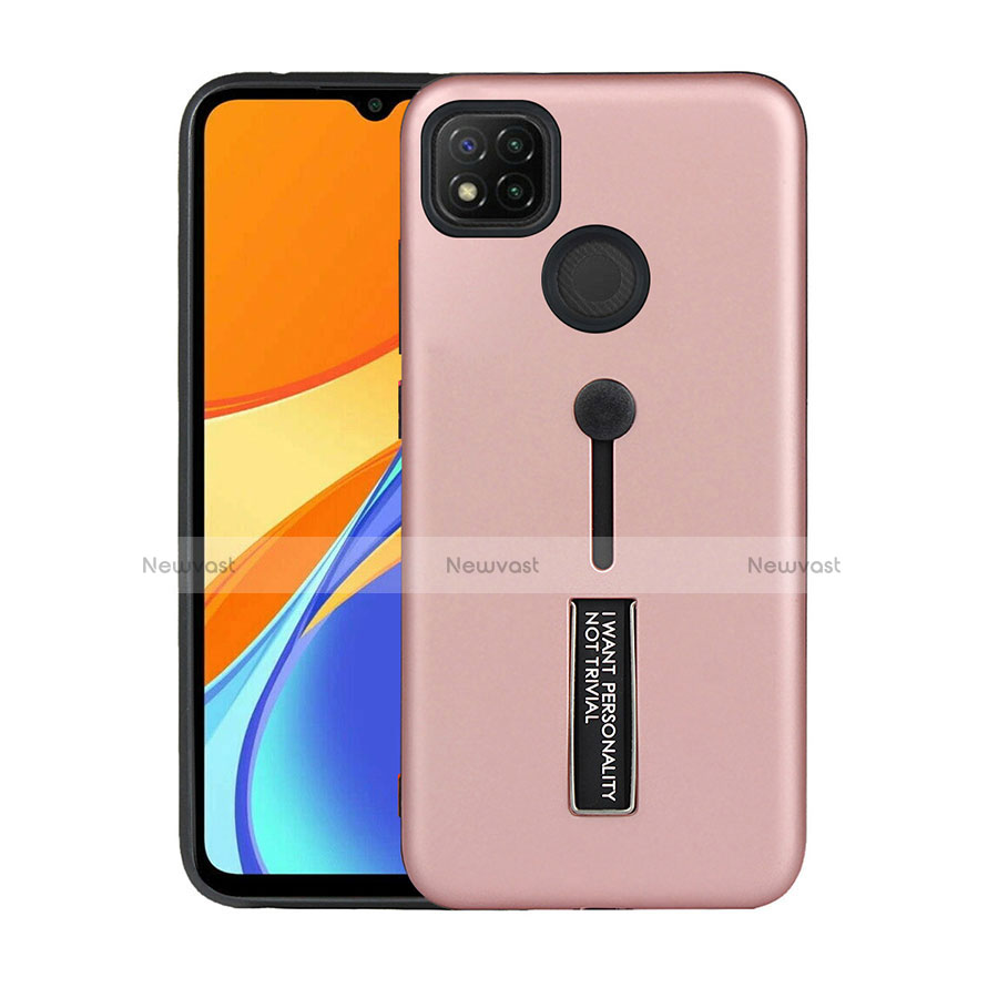 Silicone Matte Finish and Plastic Back Cover Case with Stand A03 for Xiaomi Redmi 9C