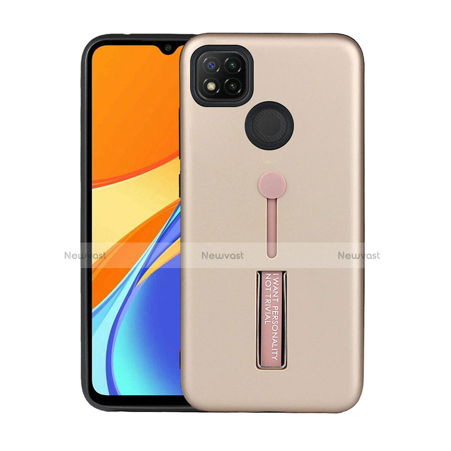 Silicone Matte Finish and Plastic Back Cover Case with Stand A03 for Xiaomi Redmi 9C