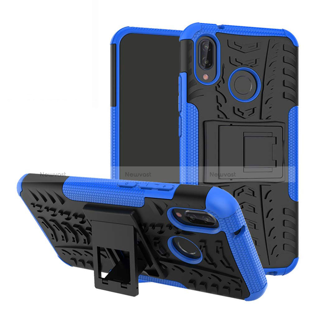 Silicone Matte Finish and Plastic Back Cover Case with Stand A04 for Huawei Nova 3e