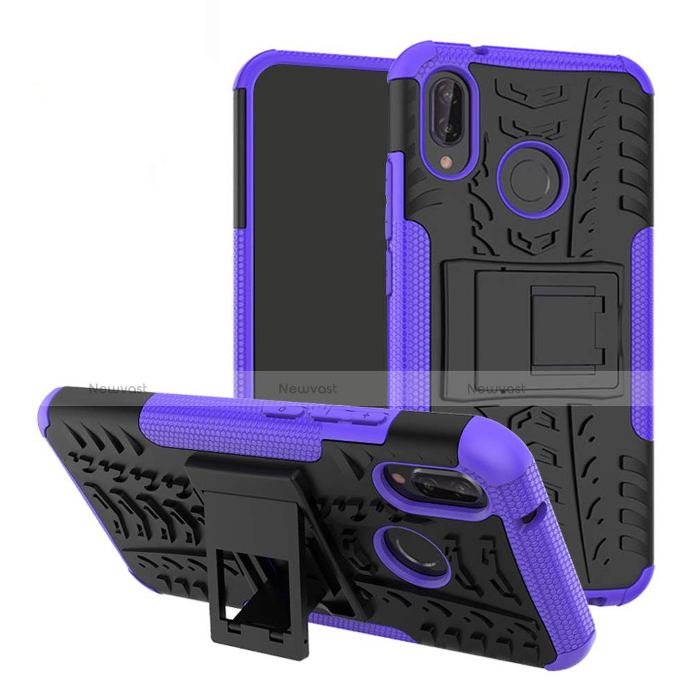 Silicone Matte Finish and Plastic Back Cover Case with Stand A04 for Huawei Nova 3e