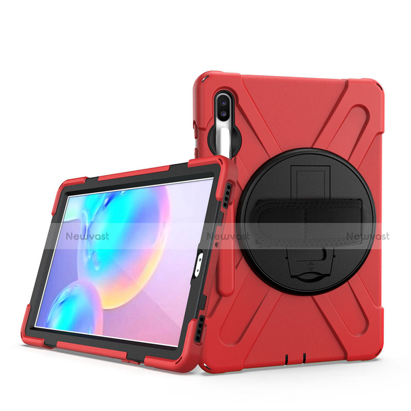 Silicone Matte Finish and Plastic Back Cover Case with Stand A04 for Samsung Galaxy Tab S6 10.5 SM-T860