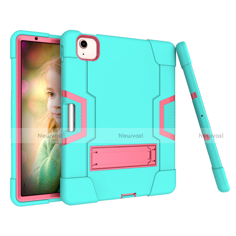 Silicone Matte Finish and Plastic Back Cover Case with Stand for Apple iPad Air 4 10.9 (2020)
