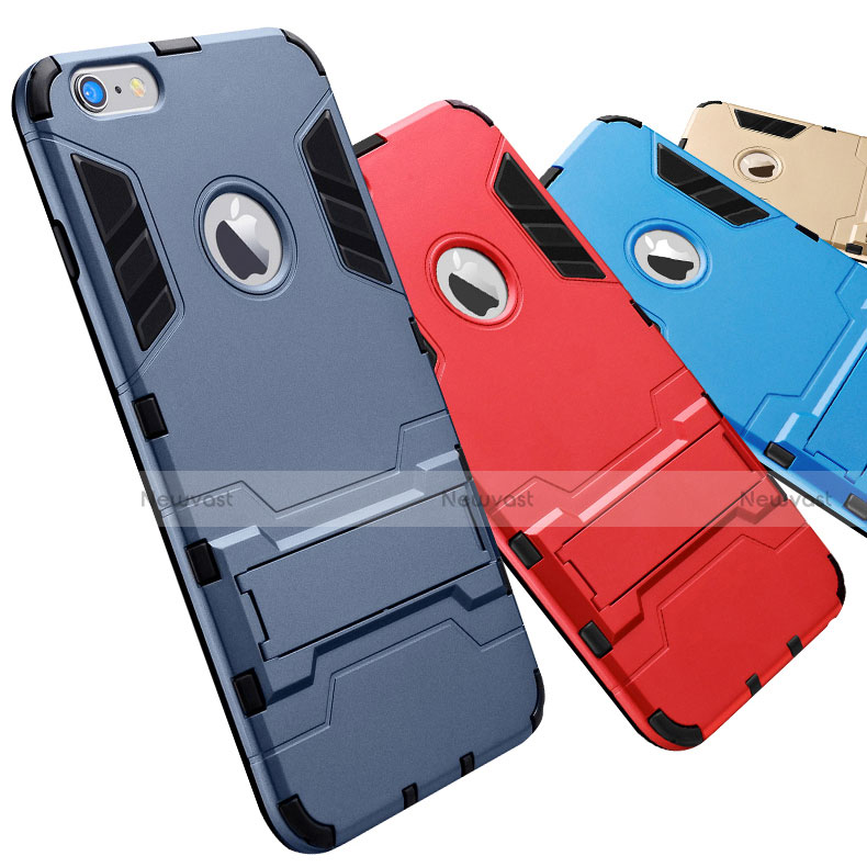Silicone Matte Finish and Plastic Back Cover Case with Stand for Apple iPhone 6