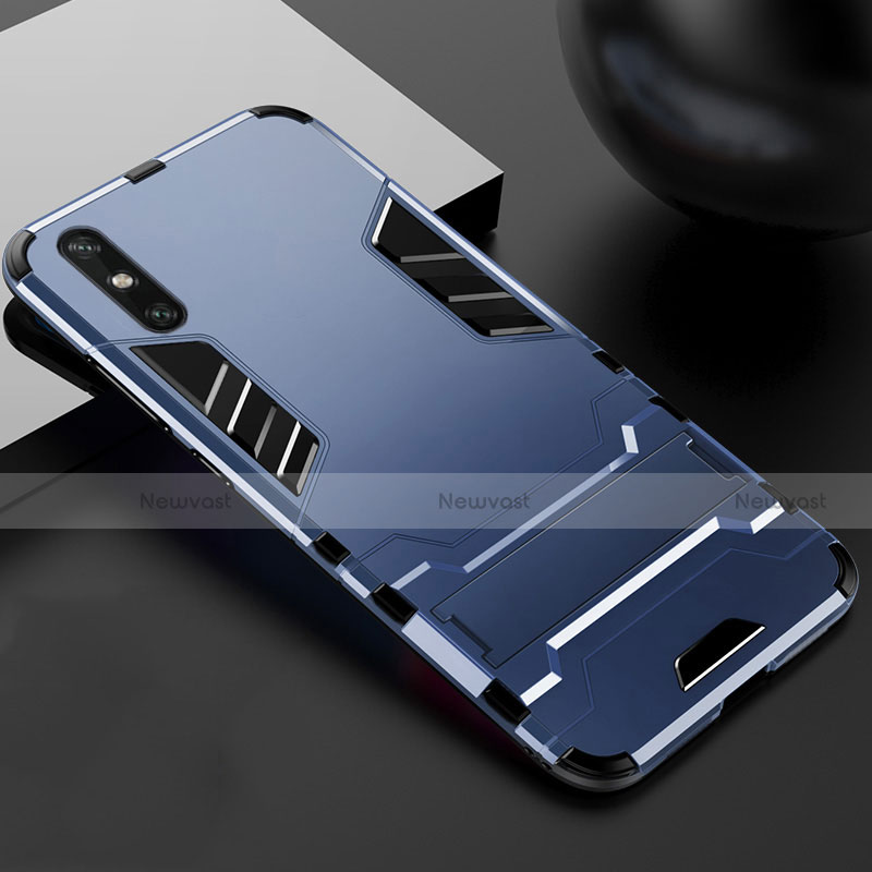 Silicone Matte Finish and Plastic Back Cover Case with Stand for Huawei Enjoy 10e