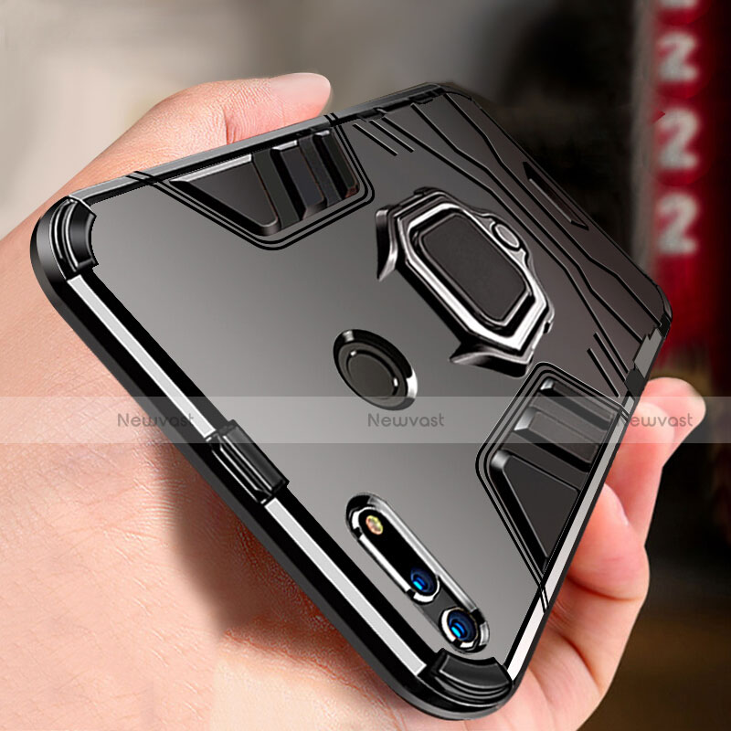 Silicone Matte Finish and Plastic Back Cover Case with Stand for Huawei Honor V20