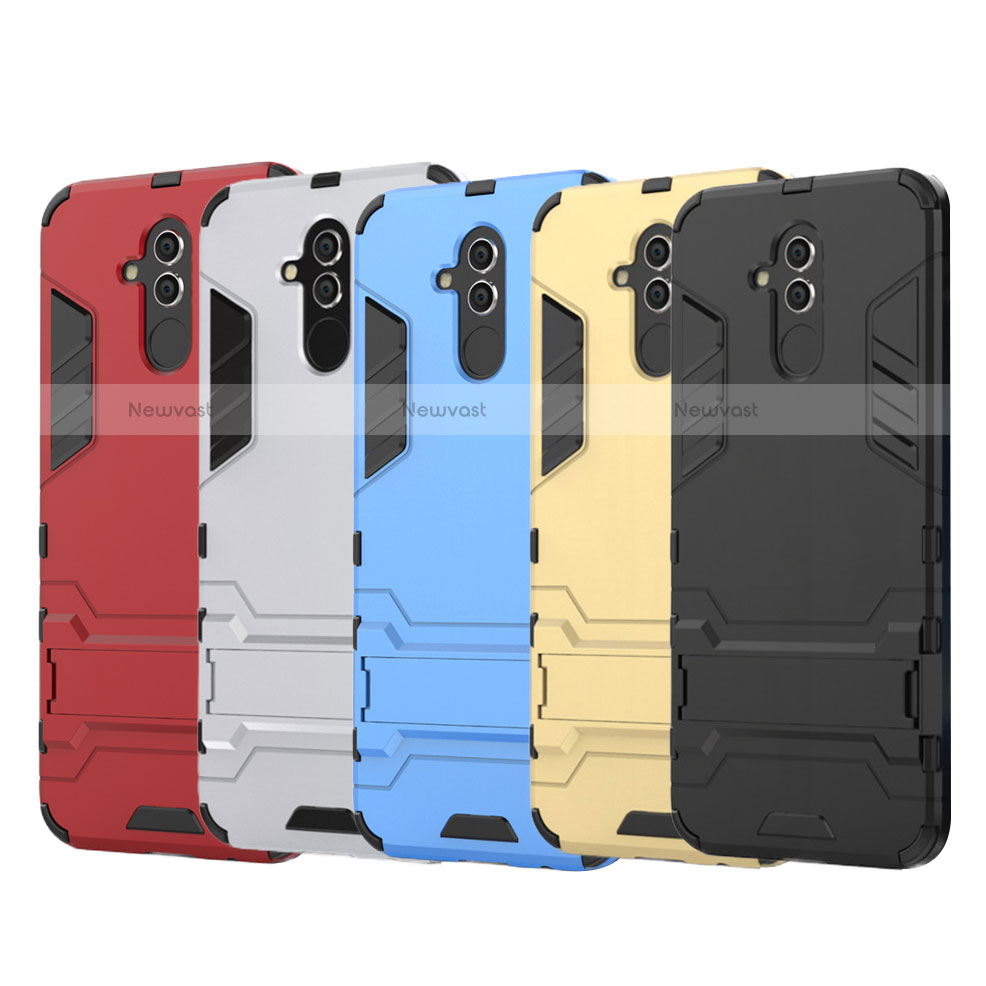 Silicone Matte Finish and Plastic Back Cover Case with Stand for Huawei Maimang 7