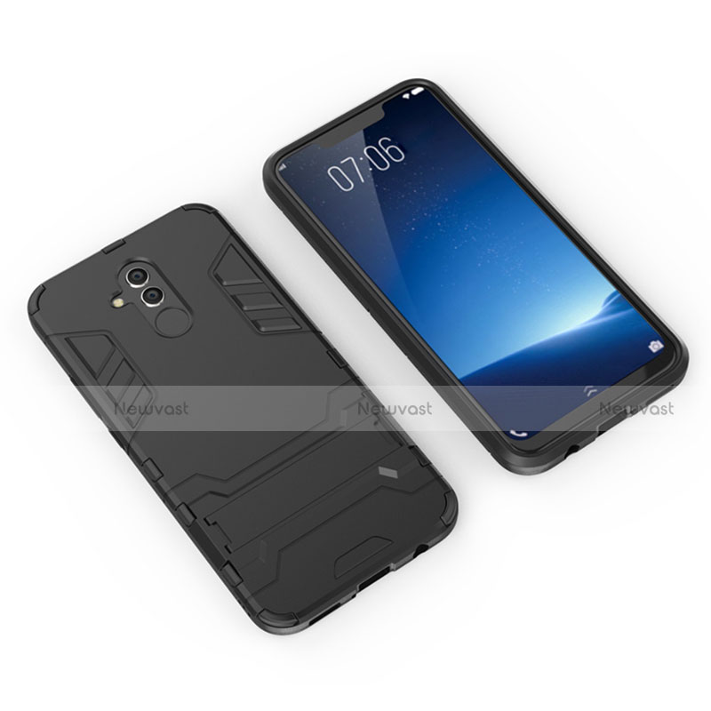 Silicone Matte Finish and Plastic Back Cover Case with Stand for Huawei Mate 20 Lite