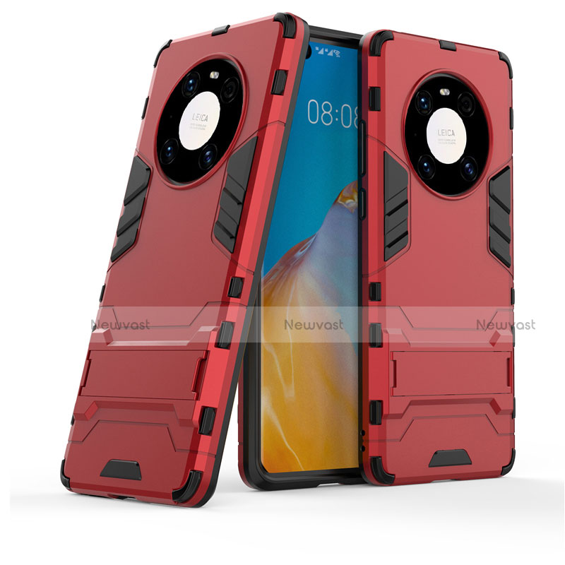 Silicone Matte Finish and Plastic Back Cover Case with Stand for Huawei Mate 40 Pro