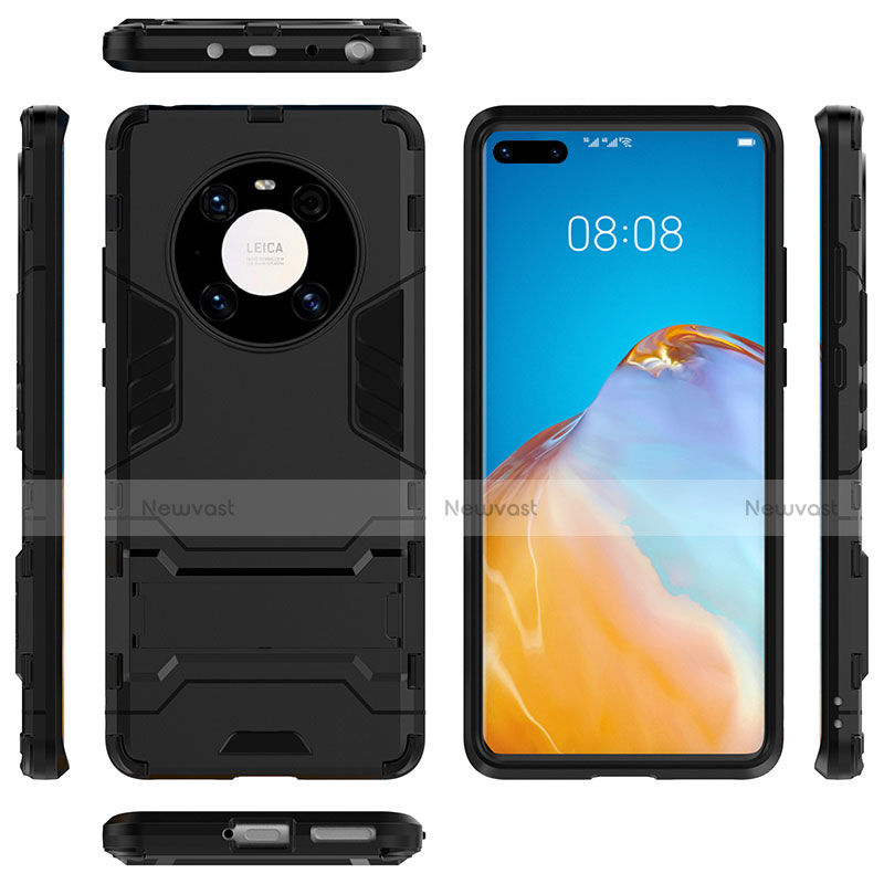 Silicone Matte Finish and Plastic Back Cover Case with Stand for Huawei Mate 40 Pro