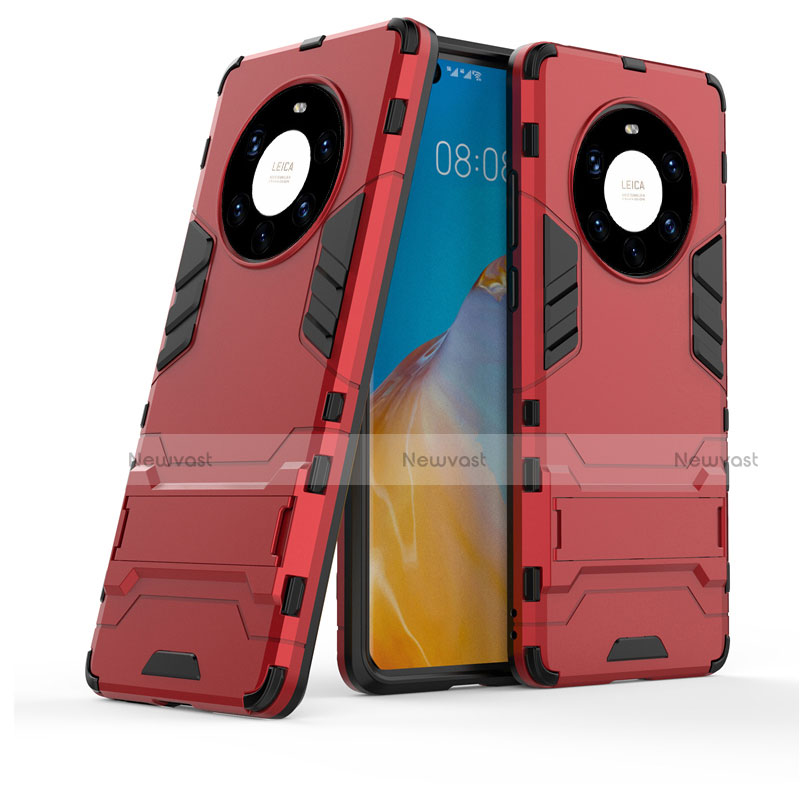 Silicone Matte Finish and Plastic Back Cover Case with Stand for Huawei Mate 40 Pro+ Plus