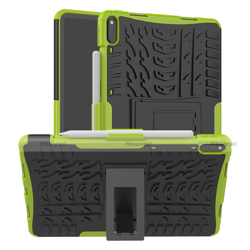 Silicone Matte Finish and Plastic Back Cover Case with Stand for Huawei MatePad Pro Green
