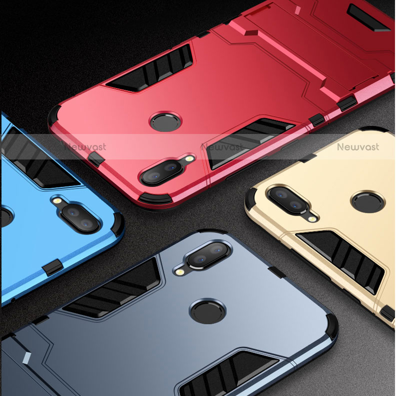 Silicone Matte Finish and Plastic Back Cover Case with Stand for Huawei Nova 3i