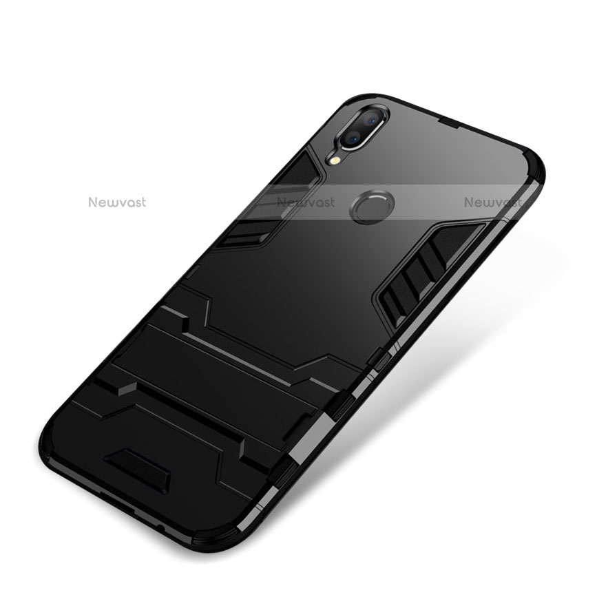 Silicone Matte Finish and Plastic Back Cover Case with Stand for Huawei Nova 3i Black