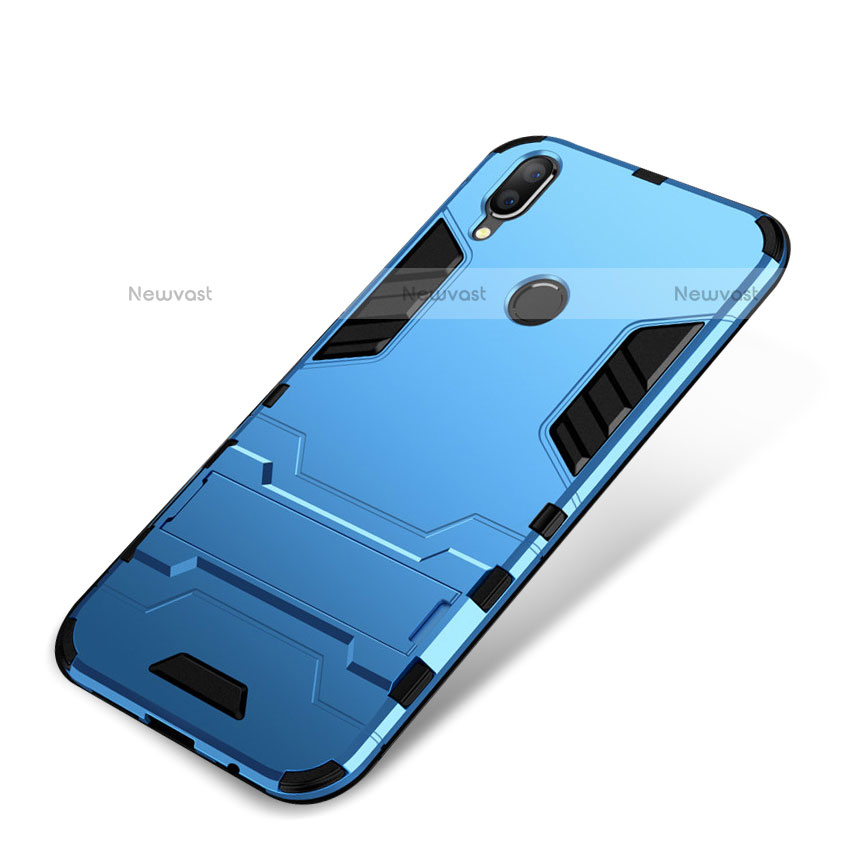 Silicone Matte Finish and Plastic Back Cover Case with Stand for Huawei Nova 3i Blue