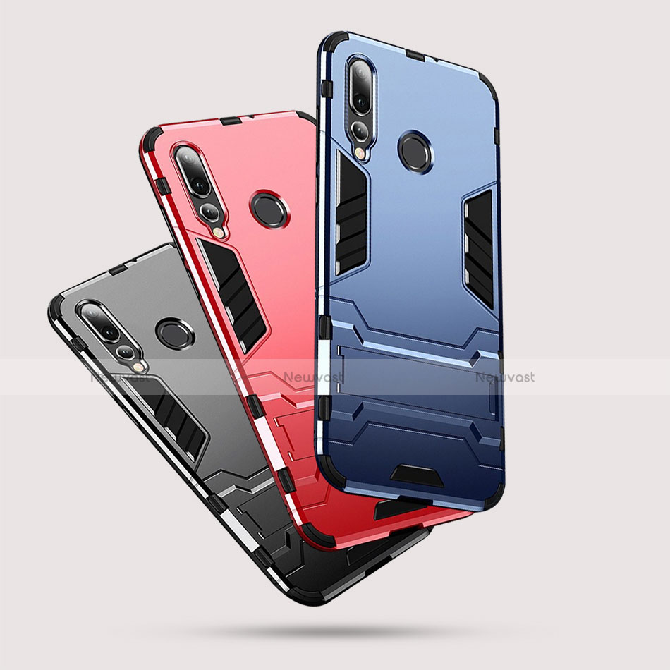 Silicone Matte Finish and Plastic Back Cover Case with Stand for Huawei Nova 4