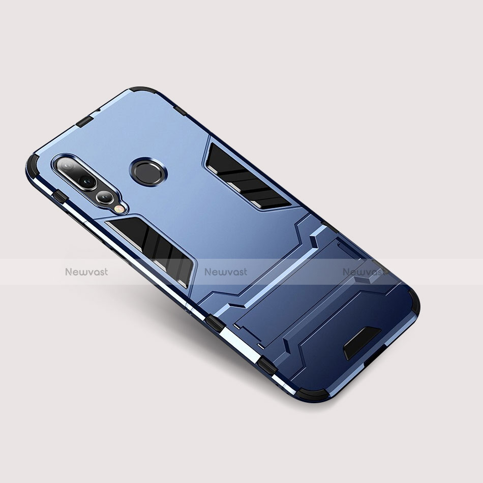 Silicone Matte Finish and Plastic Back Cover Case with Stand for Huawei Nova 4 Blue