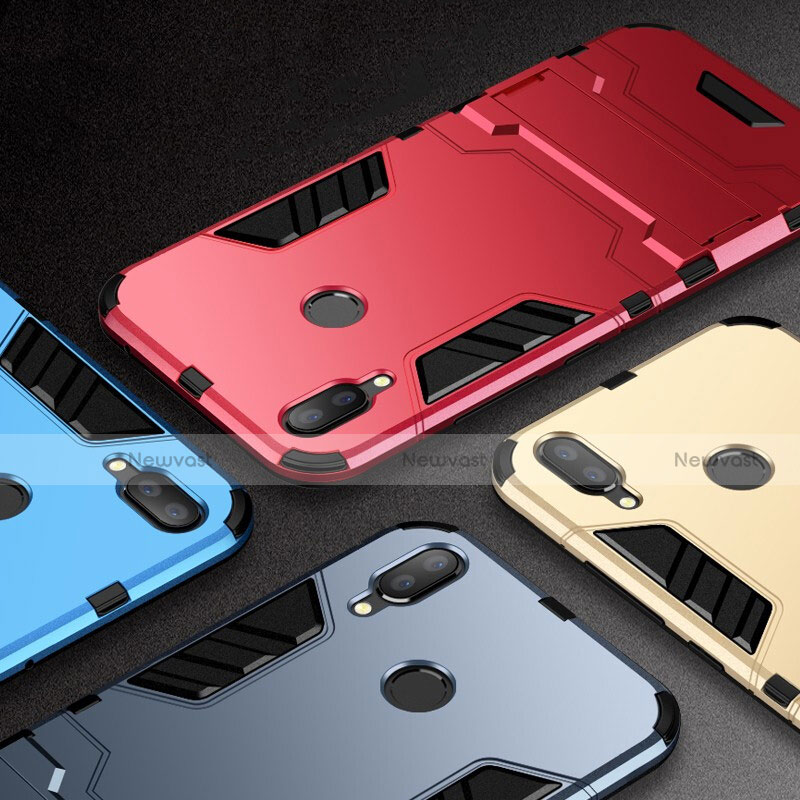 Silicone Matte Finish and Plastic Back Cover Case with Stand for Huawei Nova Lite 3
