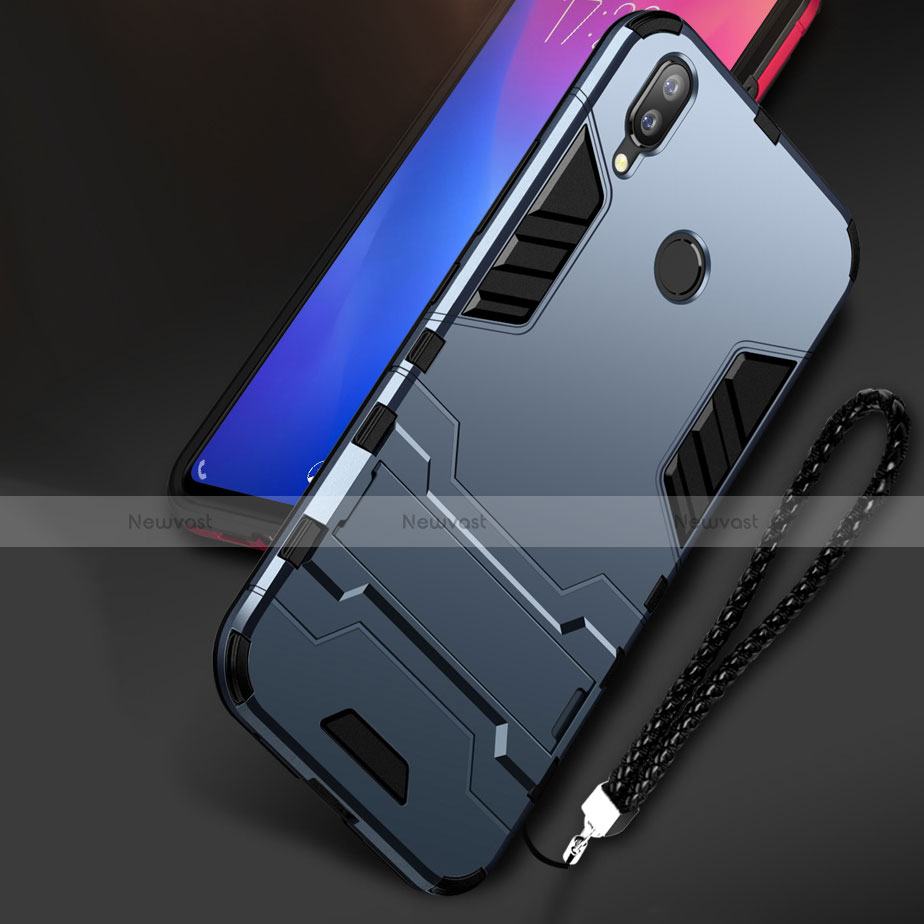 Silicone Matte Finish and Plastic Back Cover Case with Stand for Huawei Nova Lite 3