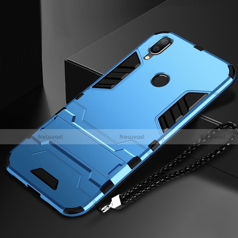 Silicone Matte Finish and Plastic Back Cover Case with Stand for Huawei Nova Lite 3 Sky Blue