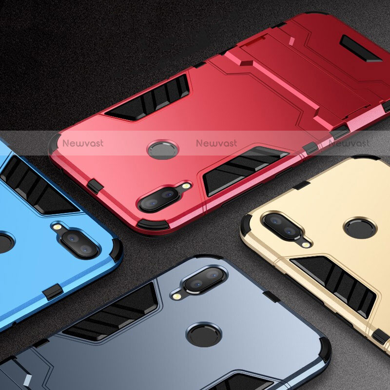 Silicone Matte Finish and Plastic Back Cover Case with Stand for Huawei P Smart (2019)