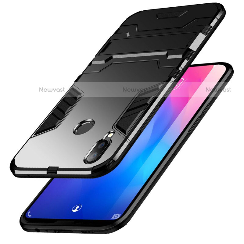 Silicone Matte Finish and Plastic Back Cover Case with Stand for Huawei P Smart (2019)