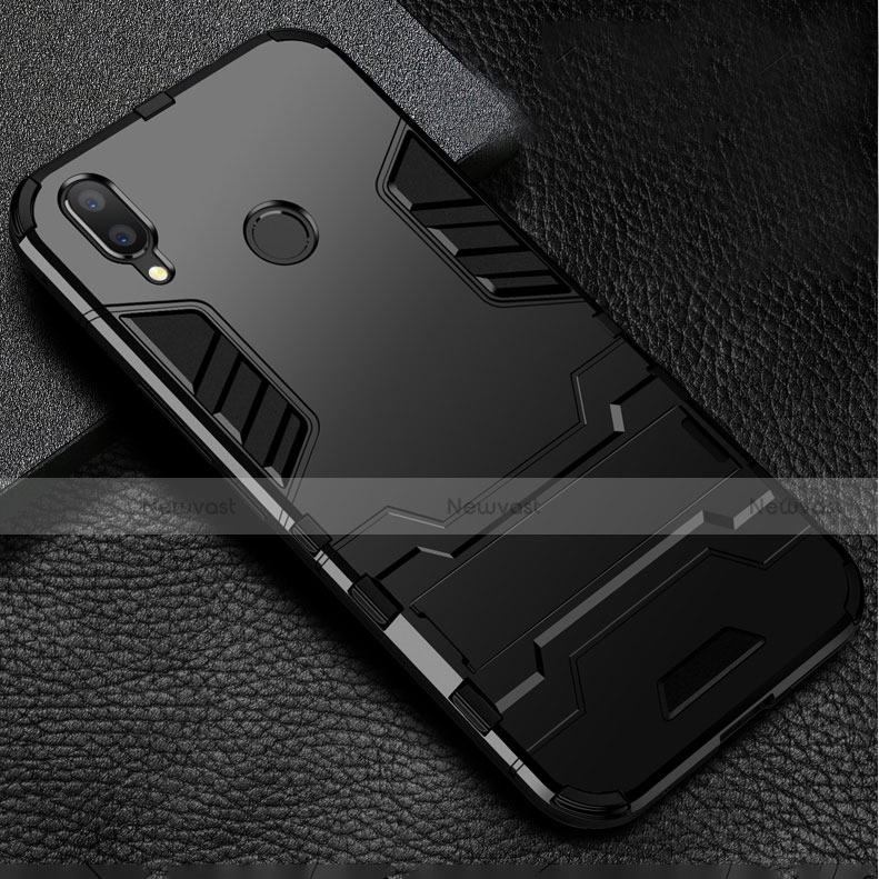 Silicone Matte Finish and Plastic Back Cover Case with Stand for Huawei P Smart+ Plus