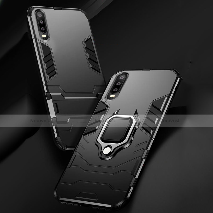 Silicone Matte Finish and Plastic Back Cover Case with Stand for Huawei P30