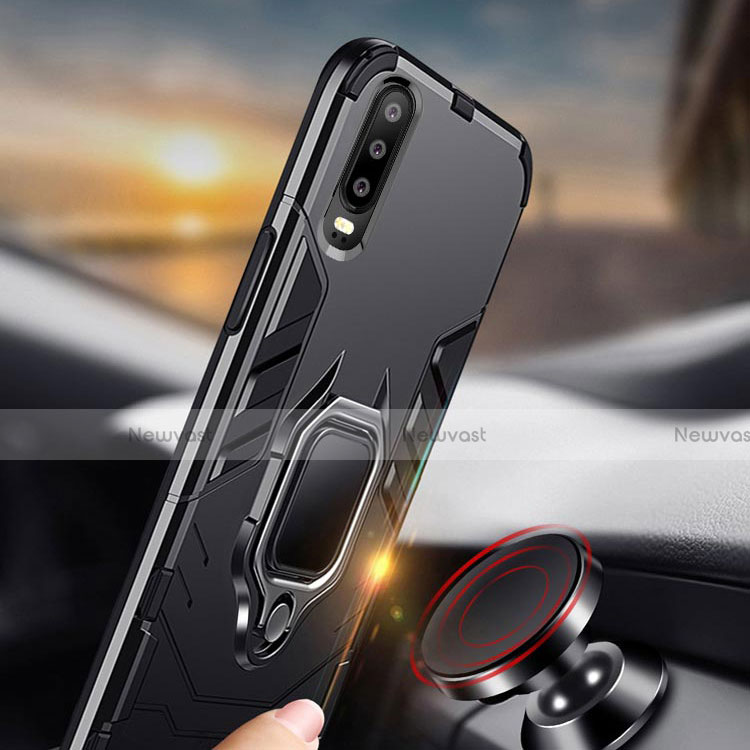 Silicone Matte Finish and Plastic Back Cover Case with Stand for Huawei P30