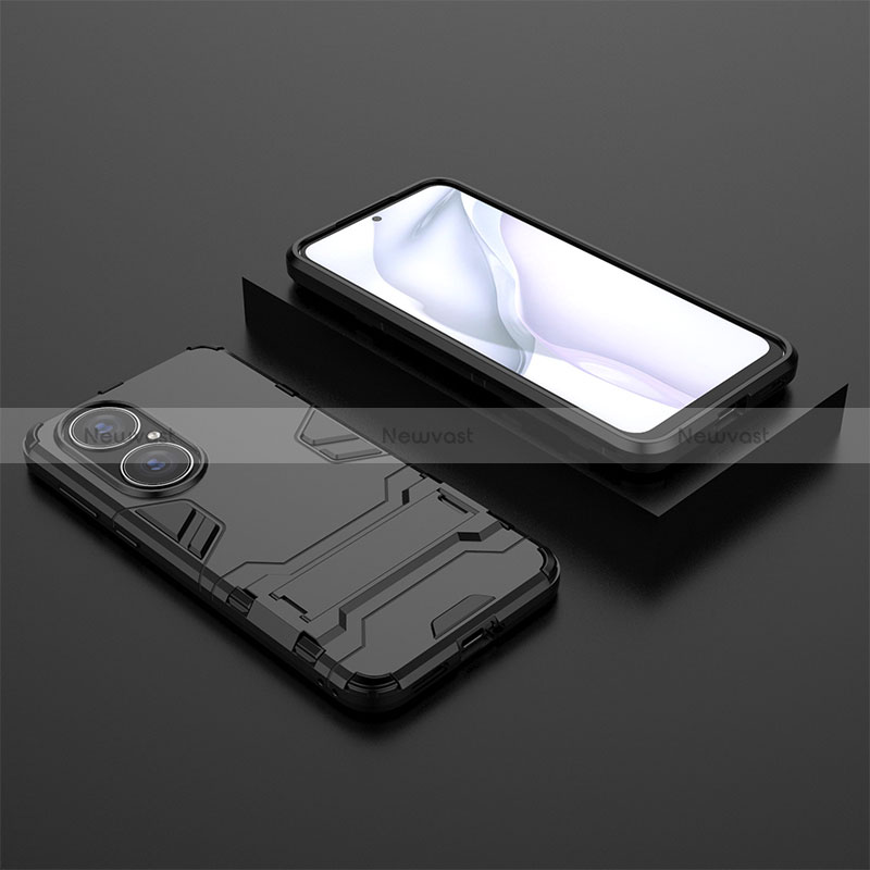 Silicone Matte Finish and Plastic Back Cover Case with Stand for Huawei P50 Pro
