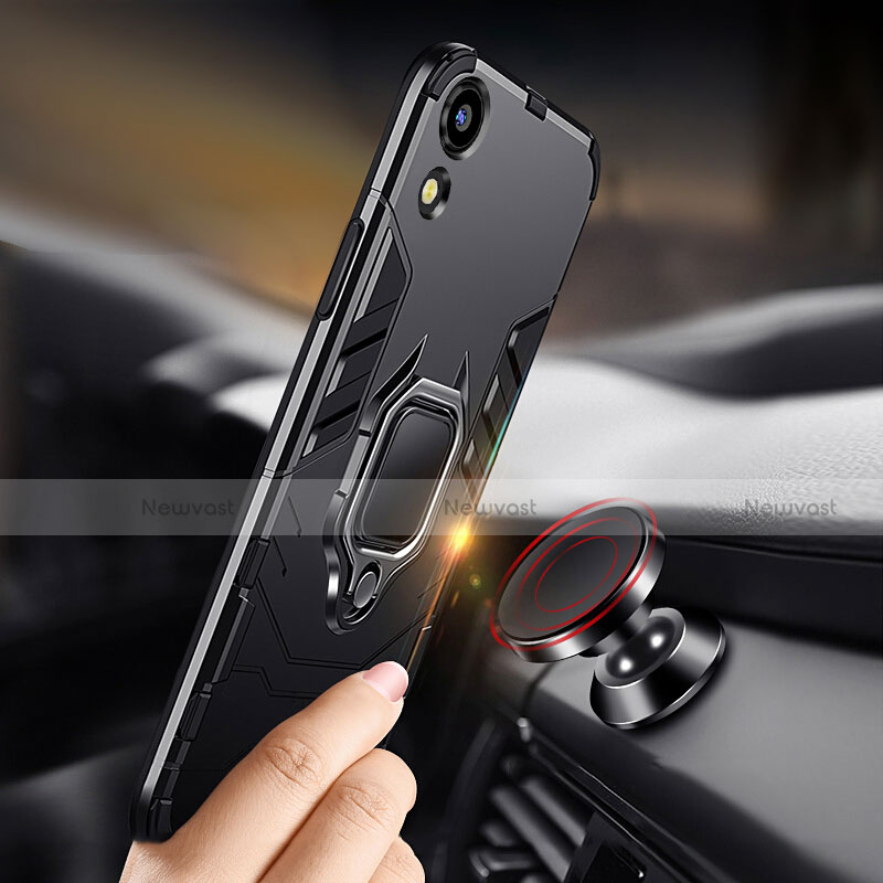 Silicone Matte Finish and Plastic Back Cover Case with Stand for Huawei Y6 Pro (2019)