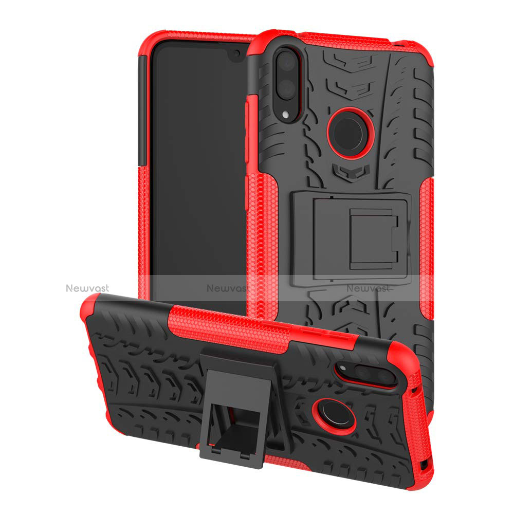 Silicone Matte Finish and Plastic Back Cover Case with Stand for Huawei Y7 (2019)