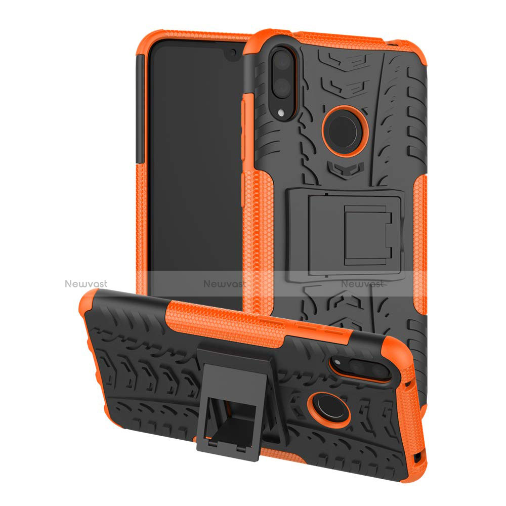 Silicone Matte Finish and Plastic Back Cover Case with Stand for Huawei Y7 (2019)