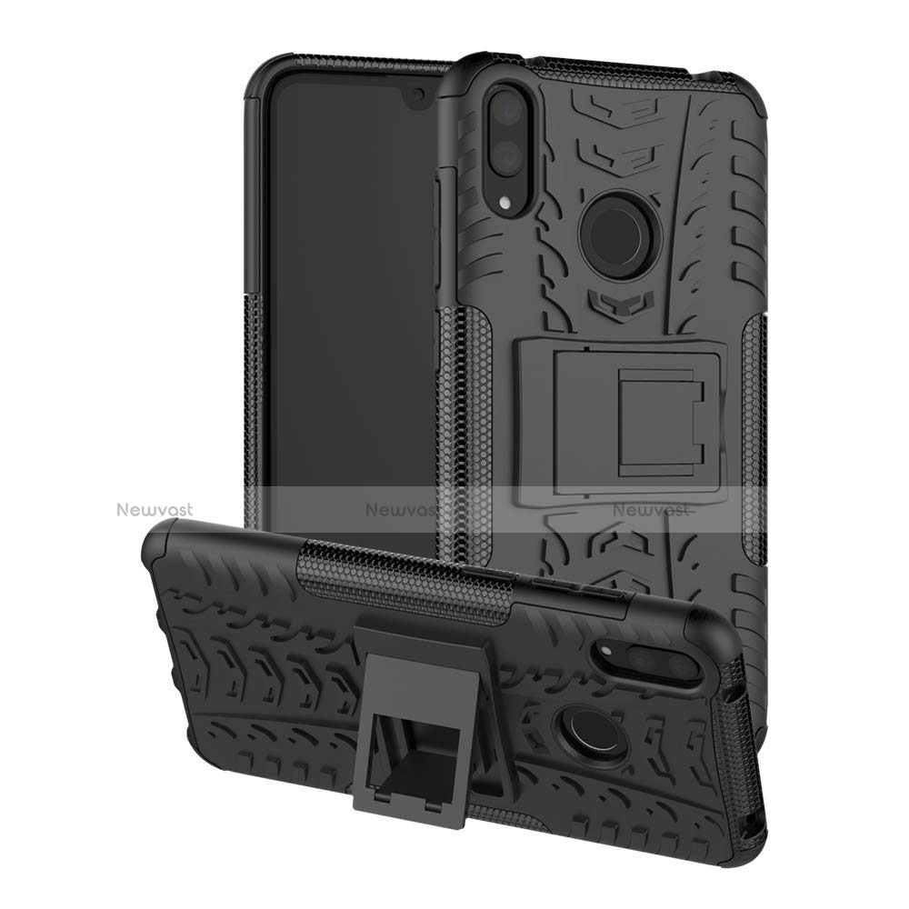 Silicone Matte Finish and Plastic Back Cover Case with Stand for Huawei Y7 (2019)