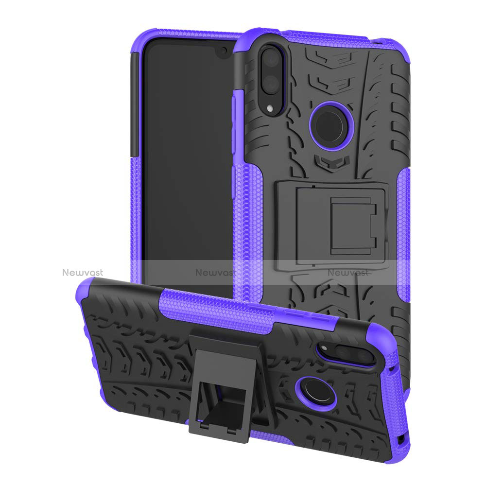 Silicone Matte Finish and Plastic Back Cover Case with Stand for Huawei Y7 Pro (2019)